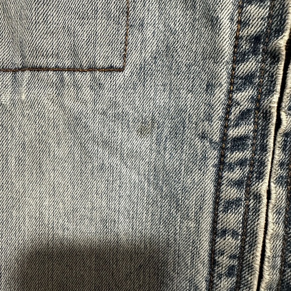 VTG 90s Men’s XL FCUK denim Faux Fur Lined Jacket. Light Wash. Distressed. - Picture 11 of 16